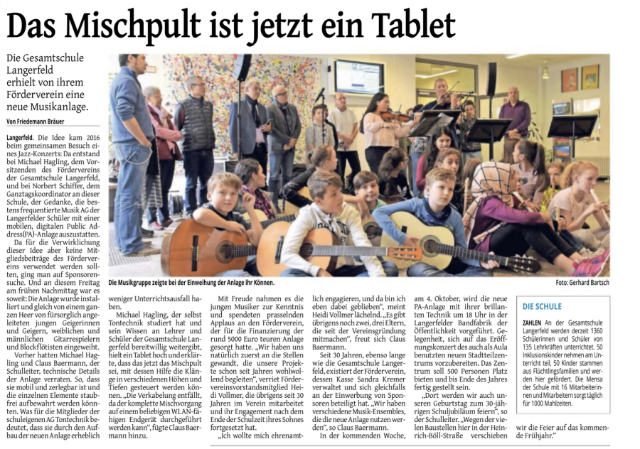 FGL schenkt GEL neue mobile Tontechnik